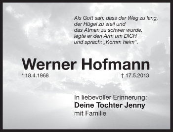Traueranzeige von Werner Hofmann von Pegnitz-Zeitung